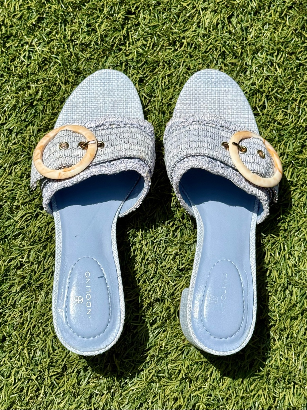 Bandolino Light Blue Woven Buckle Mule Slide Sandals 7.5